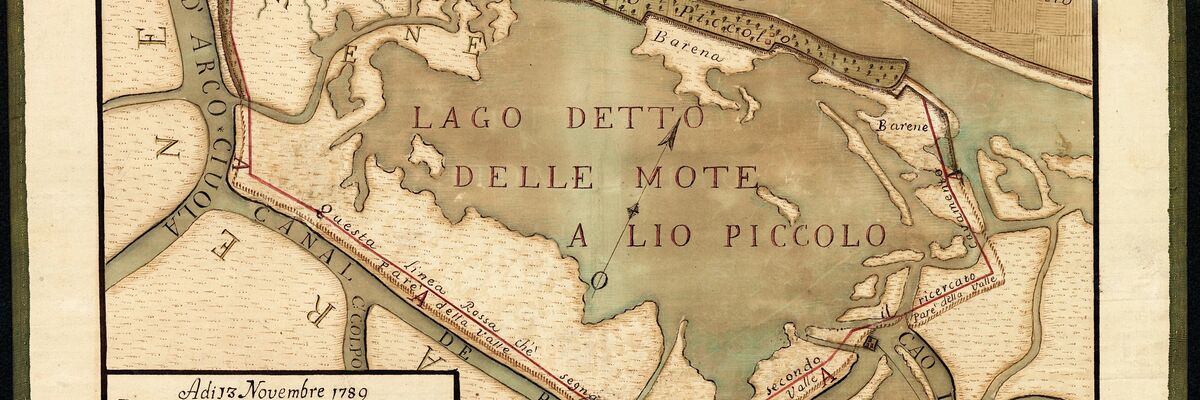 Mappa a colori: Giovanni Iseppi, lago detto delle Mote, poi valle Liona, 13 novembre 1789