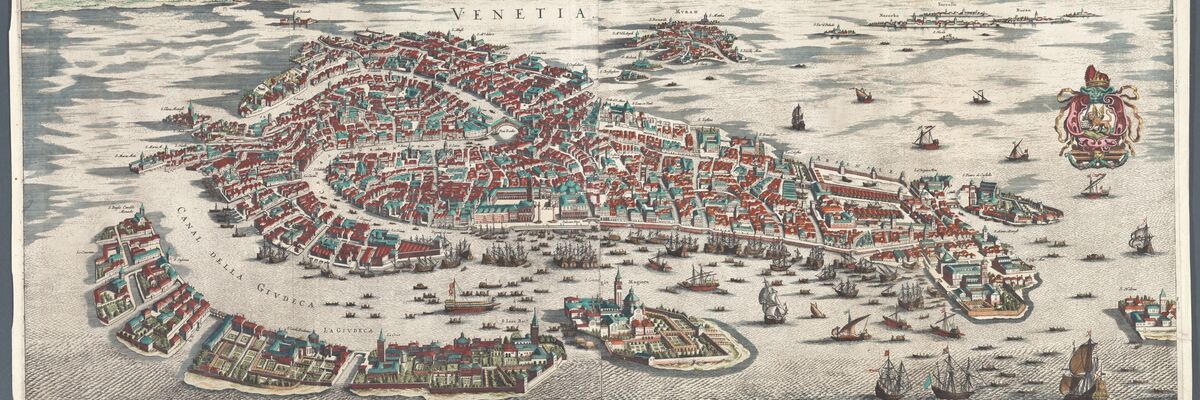 Coloured map of Venice - 1641