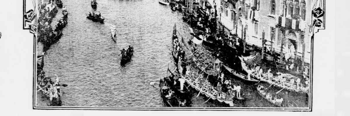 Fotografie riportate sul New York Tribune dell'8 settembre 1907 raffiguranti due momenti della vita veneziana durante una giornata di festa, probabilmente una regata sul Canal Grande (Library of Congress - Detroit Publishing Company).