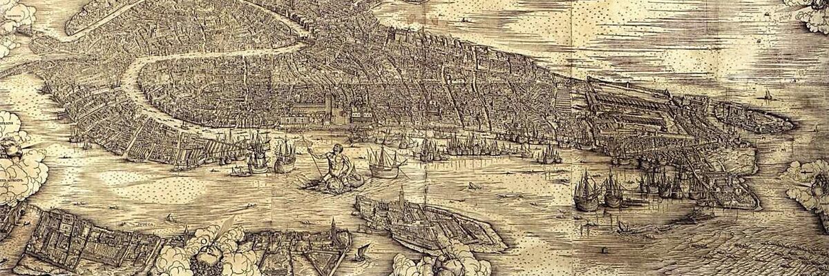 The bird's eye view of Venice by Jacopo de Barbari, 1500.
