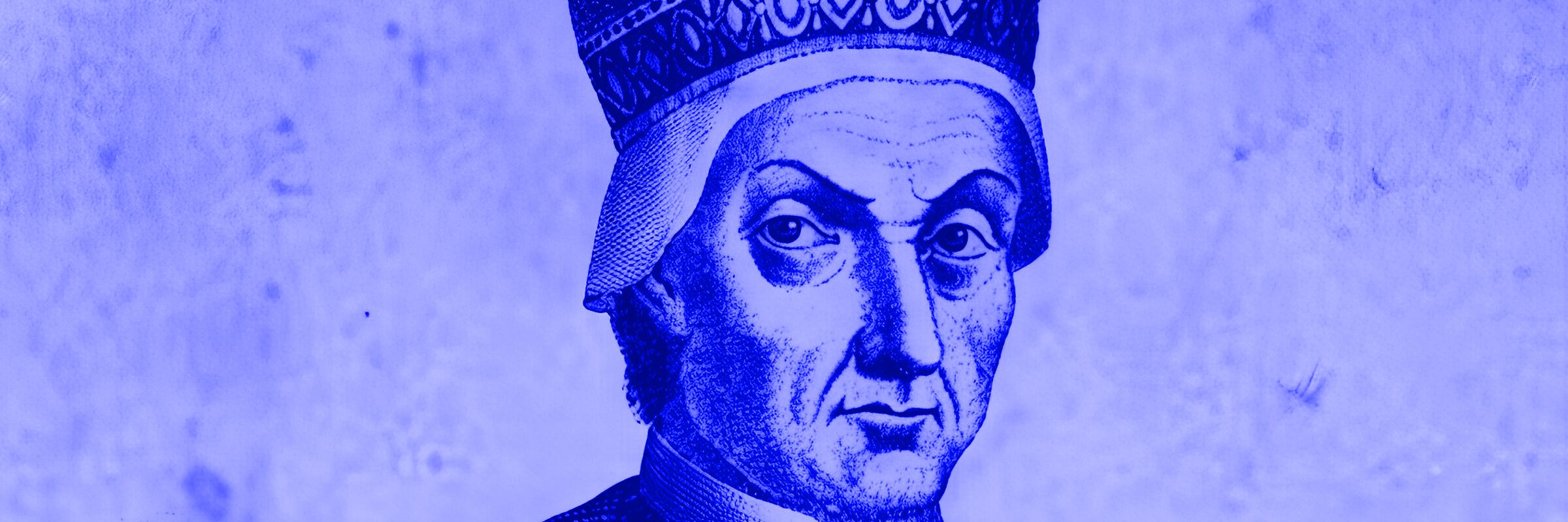 Engraving with blue recolourisation: portrait of Doge Pietro Orseolo