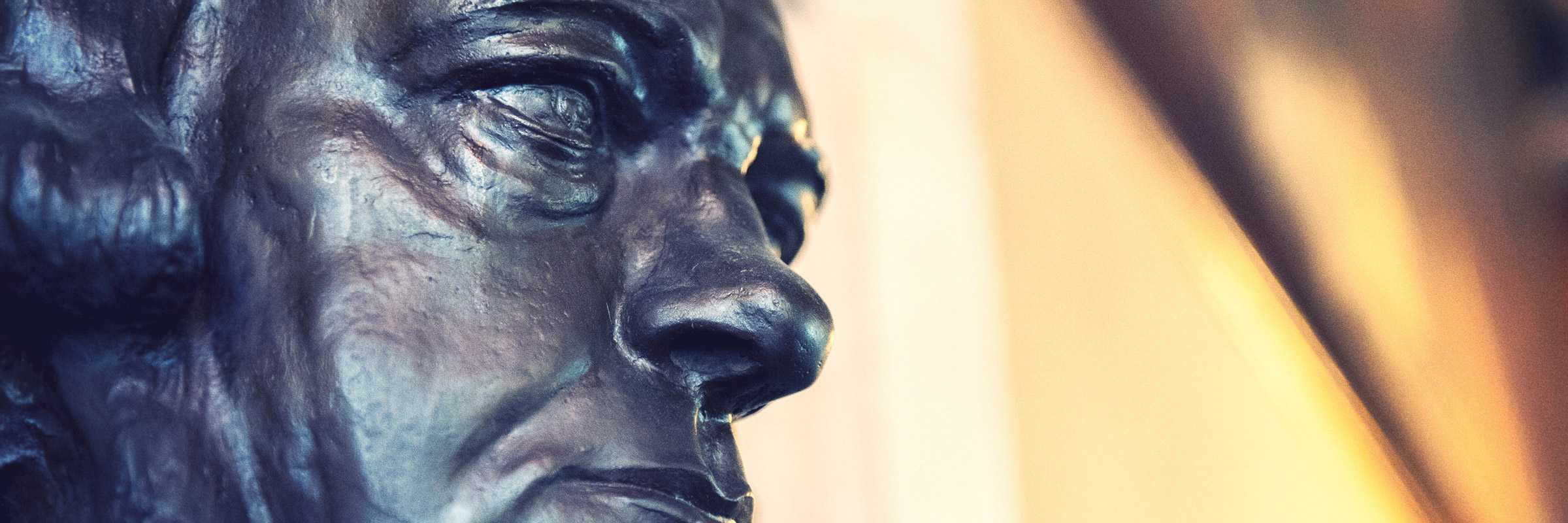 Particolare del busto di Daniele Manin esposto nella Sala Tommaseo, in Ateneo Veneto — (Archivio Venipedia/Bazzmann)