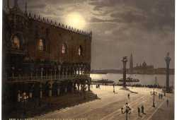 Visione notturna di Palazzo Ducale e l'isola di San Giorgio Maggiore (Library of Congress - Detroit Publishing Company).
