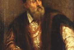 Self-portrait by Titian Vecellio, in colour.